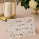 Şakayık Nişan Masa Kartı Çift Yön Baskı - 11x16cm - İsme Özel - Nişan Kartı - Nikah Kartı - 10 Adet