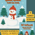 Gelişim Raporu | Kış Konsept Kardan Adam ve Sömestr Hediye Karne Kılıfı- Kalın Kuşe - 5 Adet