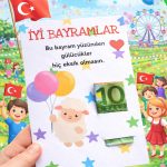 10 Adet Minnak Kuzucuk Bayram Kartı - Bayram Tebrik Kartı - Bayram Harçlık Kartı - Kurban Bayramı