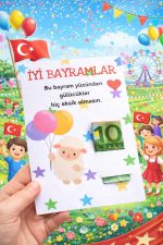 10 Adet Minnak Kuzucuk Bayram Kartı - Bayram Tebrik Kartı - Bayram Harçlık Kartı - Kurban Bayramı
