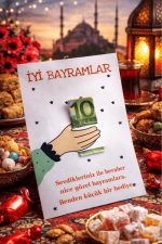 10 Adet Bayram Tebrik Kartı - Bayram Harçlık Kartı - Bayram Hediyesi