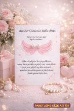 10 Adet Anneler Günü Melek Kanadı Kartlı İnci Küpe - Anneler Günü Hediye - İnci Küpe