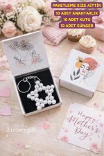 10 Adet Kutulu Anahtarlık - Kına Hediyesi - Nişan Hediyesi - Nikah Hediyesi - Soft Papatya