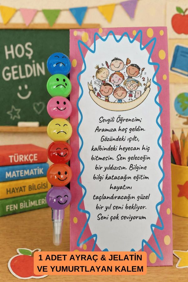 Yumurtlayan Kalemli Okul Hoş Geldin Ayracı - Okul Hediyesi - Öğrenci Hediye 1 Adet