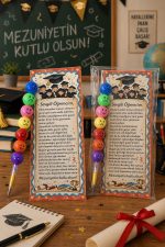 Yumurtlayan Kalem ve Mezuniyet Ayracı - Mezuniyet Hediyesi - Karne Hediyesi - 1 Adet - Görsel 2